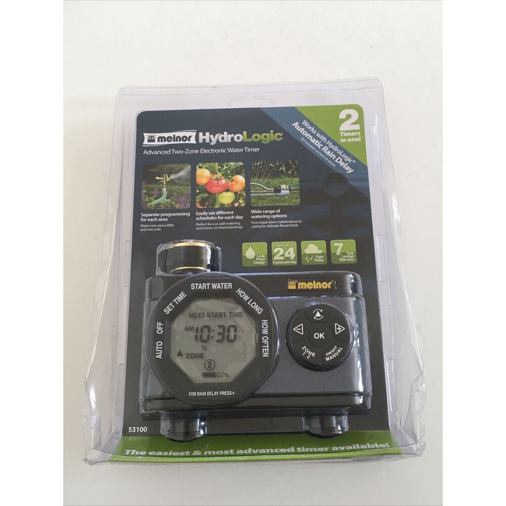 New Melnor HydroLogic 53100 Advanced Two-Zone Electronic Water Timer 2 in 1